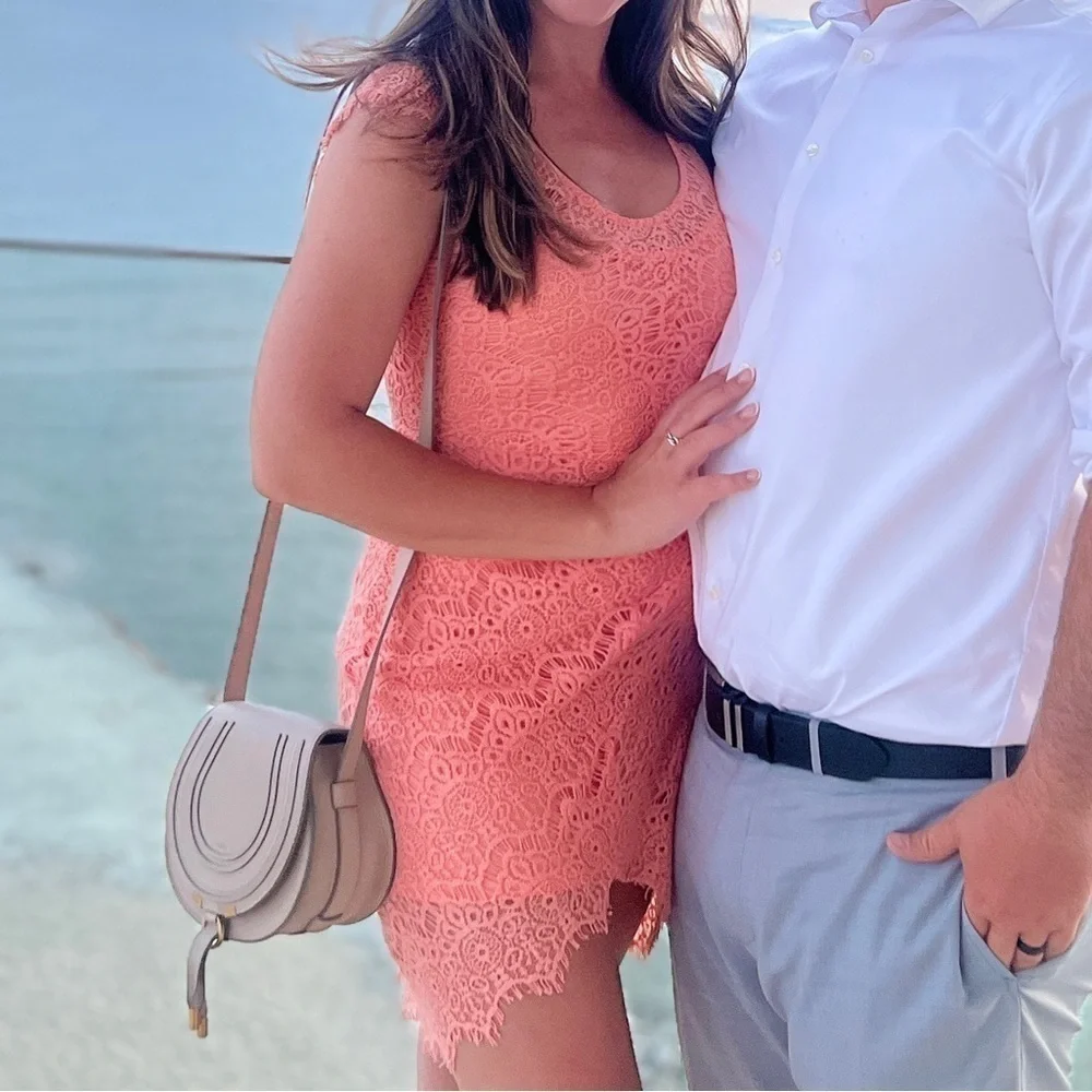 Lace Coral Mini Dress - size small - Picture 2 of 7